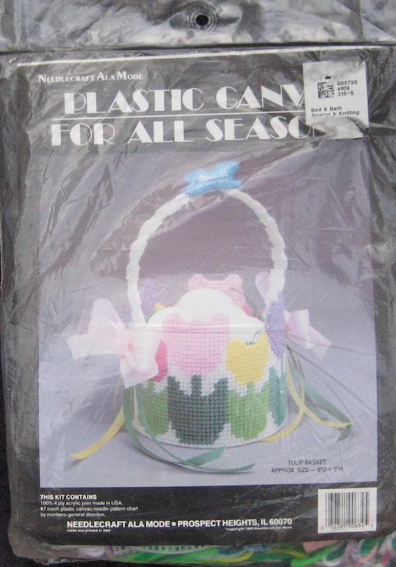 Needlecraft Plastic Canvas Kit Easter Tulip Basket 