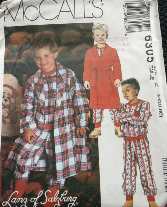 Mccalls Boys Sleepwear Robe Pajamas Pattern 6305 Etsy