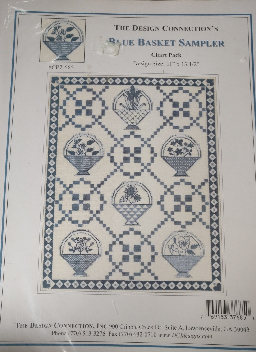 Blue Basket Sampler Cross Stitch Pattern by the Design Connection - Etsy