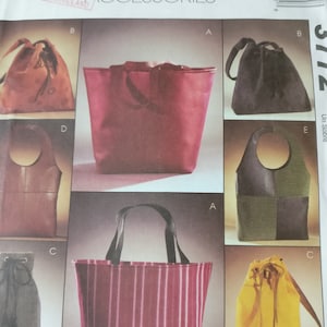 McCalls Fashion Accessories Lined Bag Pattern 3772