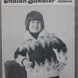Vintage Patons Childrens Knitting Cowichan Sweater Pattern