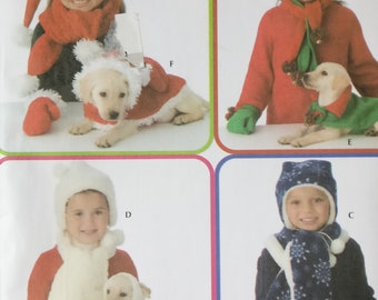 Simplicity Childs and Dog Accessories Hat Scarf Mittens Pattern 3973