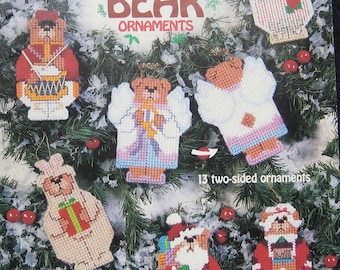 Plastic Canvas Teddy Bear Christmas Ornaments Pattern Book