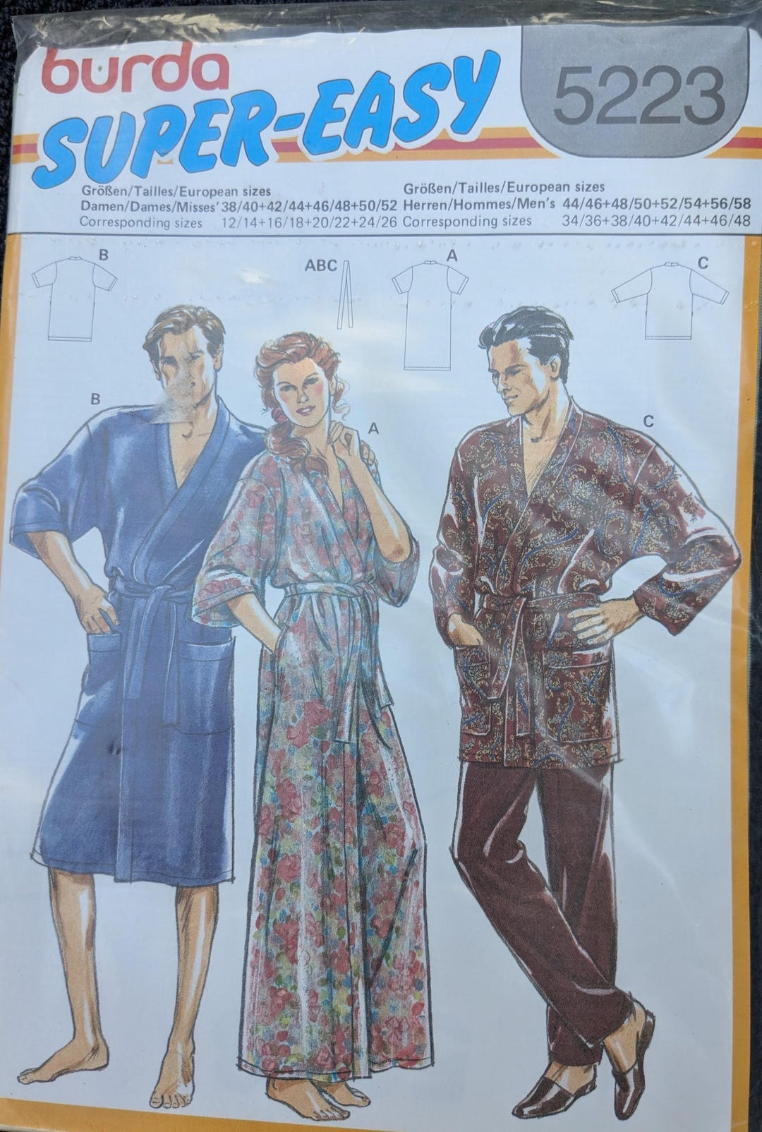 Burda Mens Misses Bath Robe Pattern 5223 - Etsy