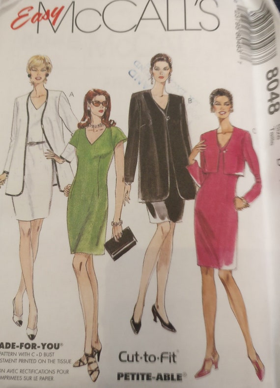 McCalls Misses Jacket Dress Pattern 8048
