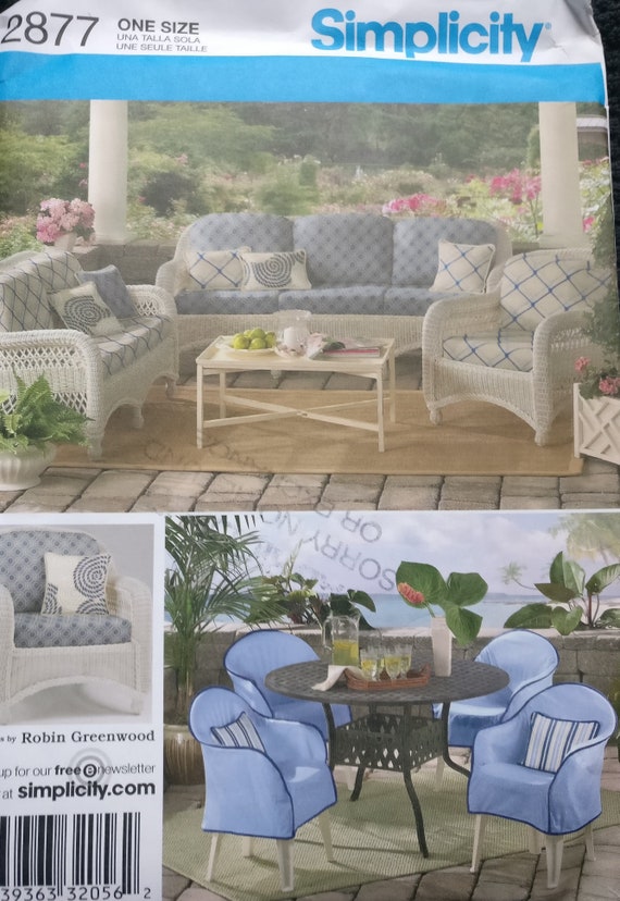 Simplicity Outdoor Cushion Resin Chair Cover Pattern 2877 Etsy