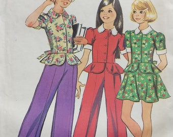Vintage Simplicity Girls Top Skirt Pants Pattern 6124