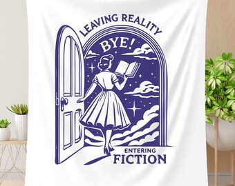 Leaving Reality Entering Fiction Book Blanket Cozy Home Decor Reading Blanket