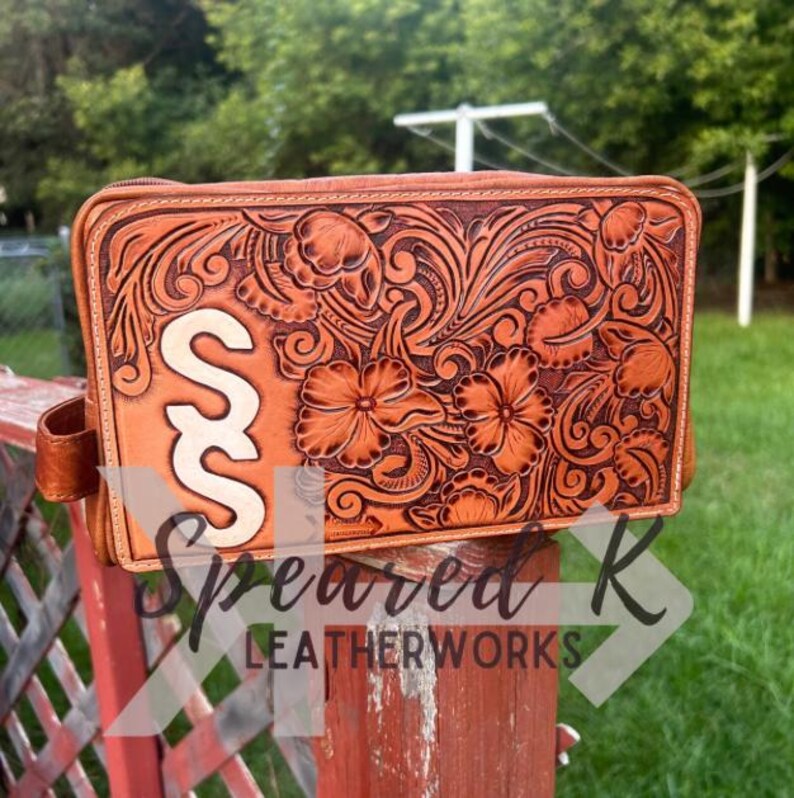 Custom Tooled Leather Mens Shaving Kit Bag - Etsy