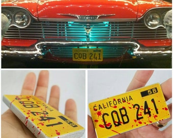 CHRISTINE blood splattered license plate brooch horror pin Stephen King Carpenter