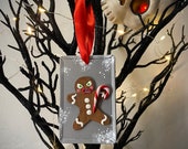 Krampus killer gingerbread man cookie sheet scary spooky christmas ornament