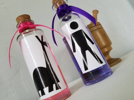 Emperors New Groove Yzma Extract of llama Human potion bottles Halloween.