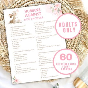 Jogo de chá de bebê "Humanos contra o coelho fofo" Pessoas contra a maternidade Coelho rosa Jogo de cartas super engraçado Humor negro Somente para adultos BUN01