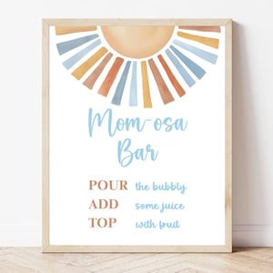 Bearbeitbares Mom osa Bar Schild Spiel hier kommt der Sohn-Baby-Dusche-Tischzeichen Sonshine Baby-Dusche-Junge-Babyparty-Tischzeichen-blaues benutzerdefiniertes Zeichen SUN01