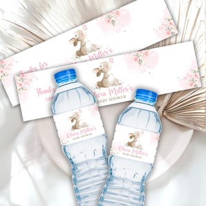 Cute Bunny Baby Shower Bottle Label Some bunny is on the way Baby Shower Girl Baby Shower Bottle Wrapper Some Cute Bunny Decor BUN01