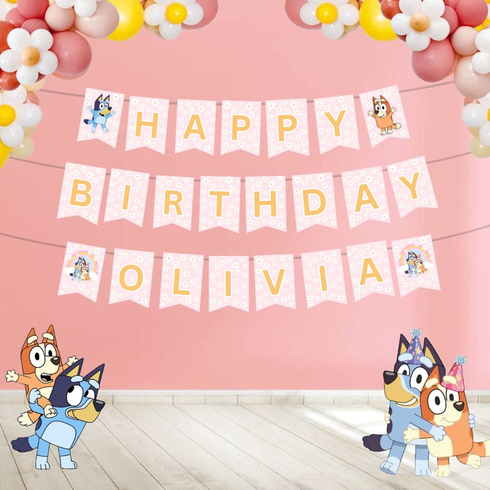 Bluey Birthday Banner Blue Dog Banner Party Bluey Birthday Decorations ...