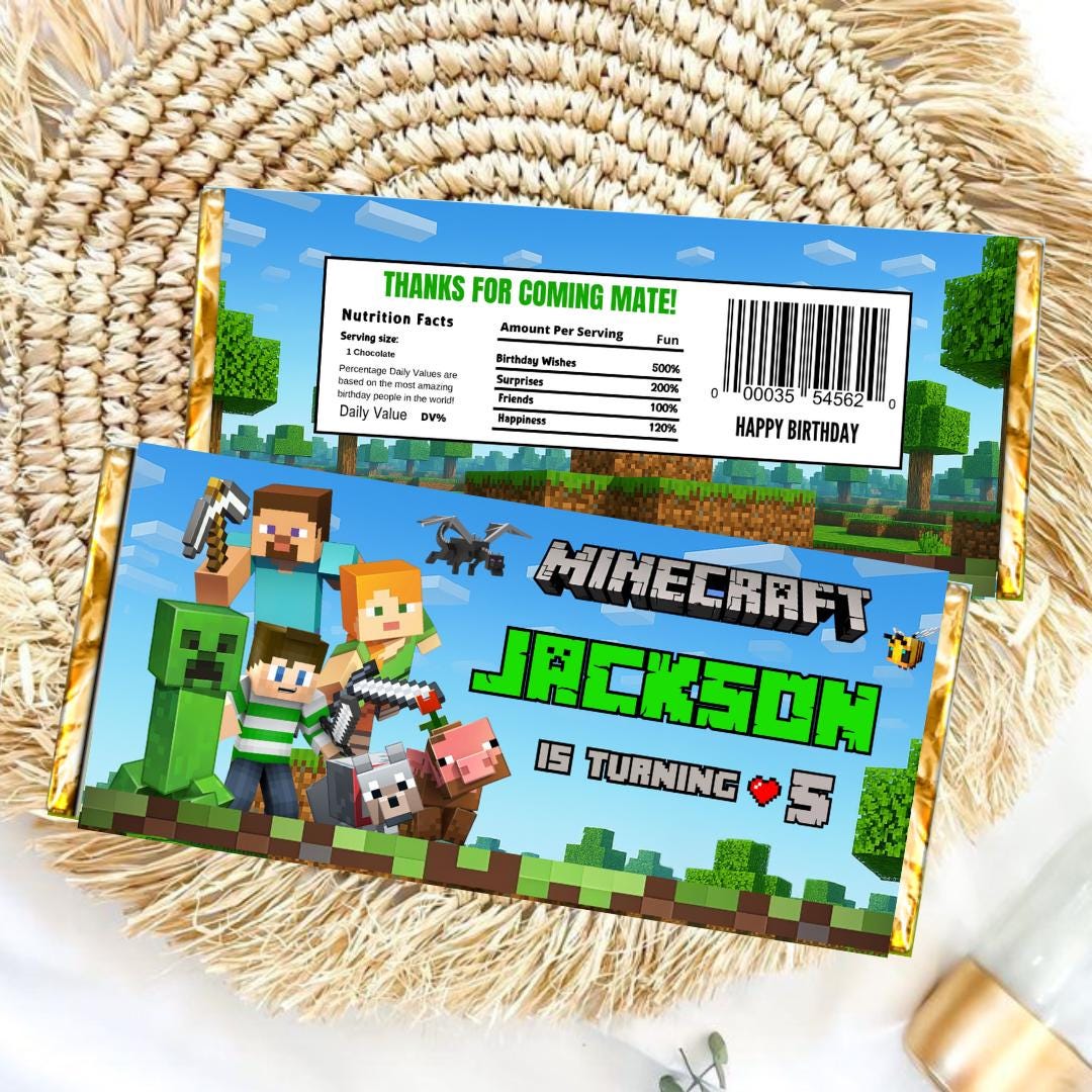 Minecraft Inspired Printable Candy Bar Wrappers Minecraft Inspired Printable Candy Bar Wrappers