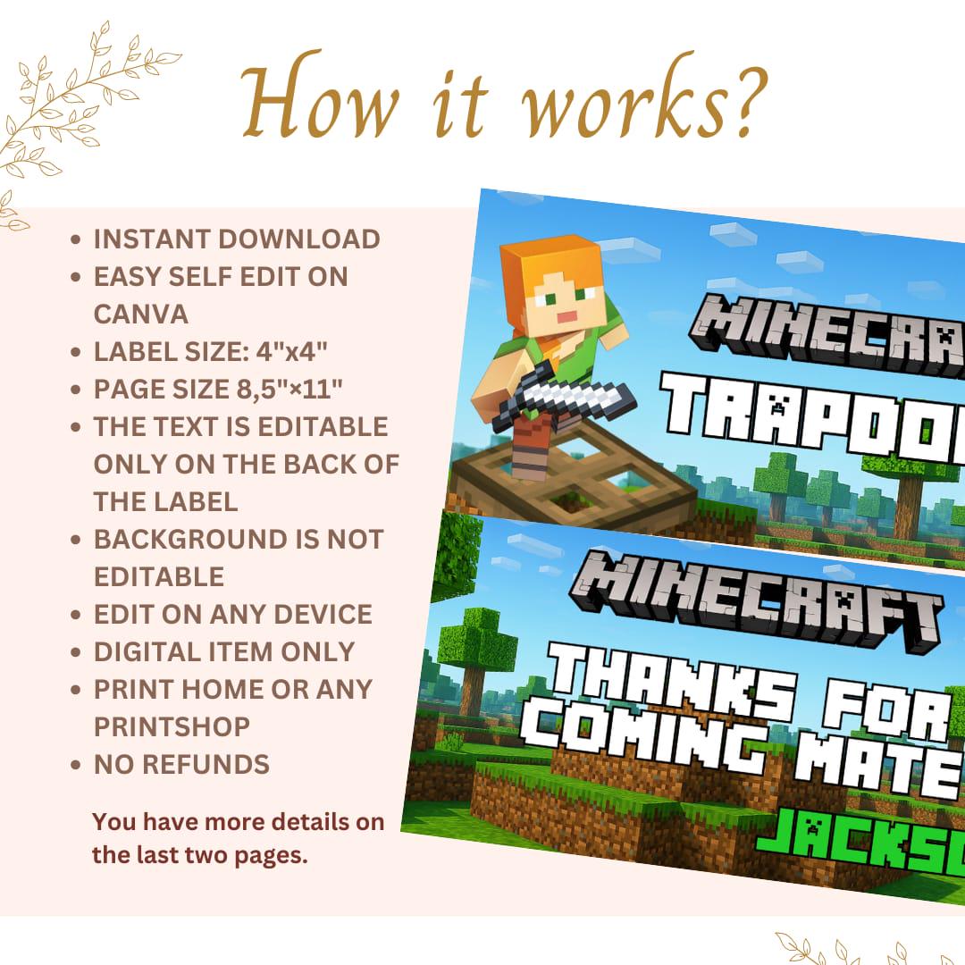Editable Minecraft Treat Bag Toppers