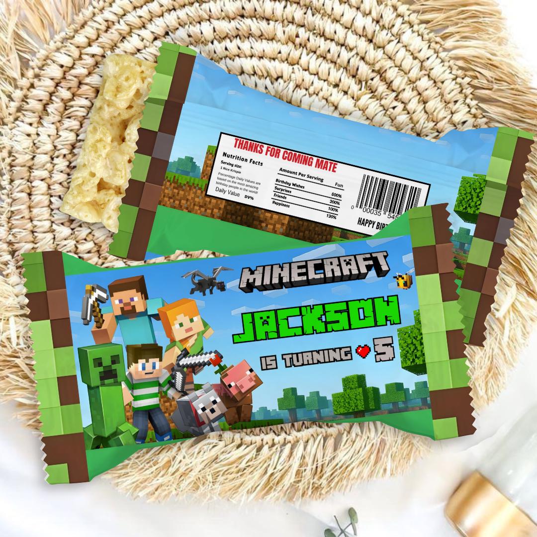 Minecraft Rice Krispies Treats Wrapper Label Minecraft Game Rice Krispie Label Birthday Party Bundle Steve and Alex Party Treats MIN01