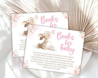 Editable Cute Bunny Books for baby Card Baby Shower Some Bunny Is On The Way Baby Girl Shower Books for Baby Sweet Pink Rabbit BUN01