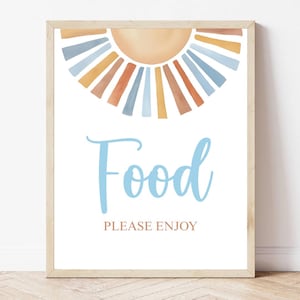 Editable Food Station Sign Game Here Comes The Son Baby Shower Table Sign Sonshine Baby Shower Boy Baby Shower Blue Custom Sign SUN01