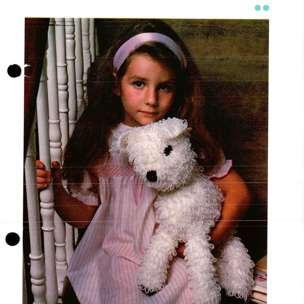 Woolly Dog Toy Animal - Loop Stitched - Approx 15" Tall - Vintage - Crochet Pattern Only - PDF - Digital Delivery