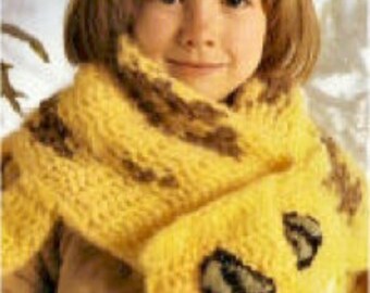 Child's Leopard Scarf - Vintage Crochet Pattern - Uses Mohair Yarn Pattern Only - PDF