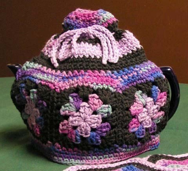 Granny Square Tea Cozy Crochet Pattern PDF Download Only Wee Designs image 1