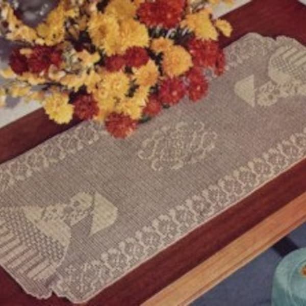 Vintage 1940's Crochet Crinoline Lady Table Runner Pattern PDF