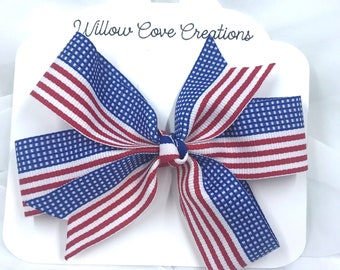 5" Patriotic Hairbow with No-Slip Alligator Clip