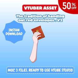 Vtuber Asset | Rigged handing out red envelopes V2, Premade Assets, Hand Assets, Animated Asset, Prop, Vtuber Hat