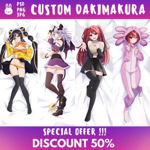 Custom Drawing Anime Art Commission Dakimakura Body Pillow Cover | Anime, Vtuber | Furry | Original Character