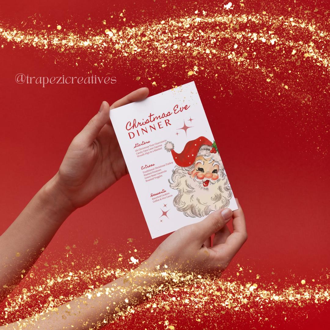 Christmas Eve Menu Template Printable Menu 2 Sizes Santa Claus ...