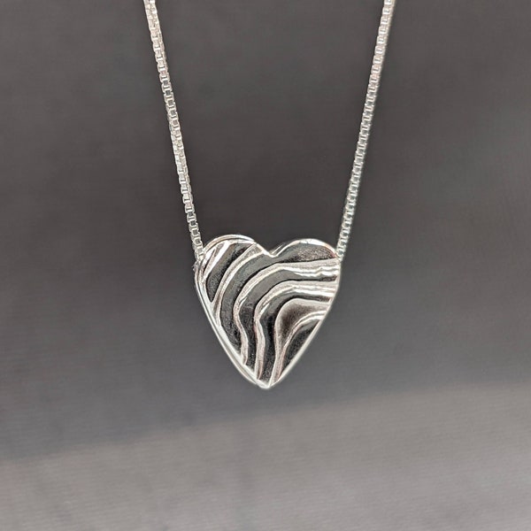 Sterling Silver Elevation Heart Stacked Charm Necklace handmade