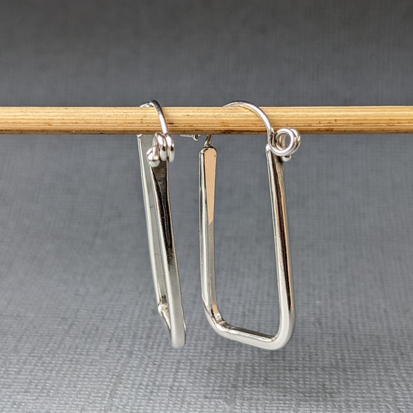 Sterling Silver Rectangle Hinged Hoops handmade