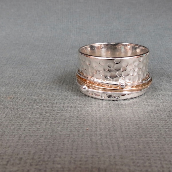 Sterling Silver Pebbled Spinner Ring handmade