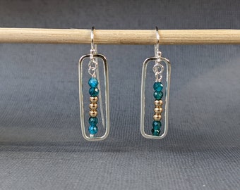 Sterling Silver Gold Tidal Apatite Earrings handmade