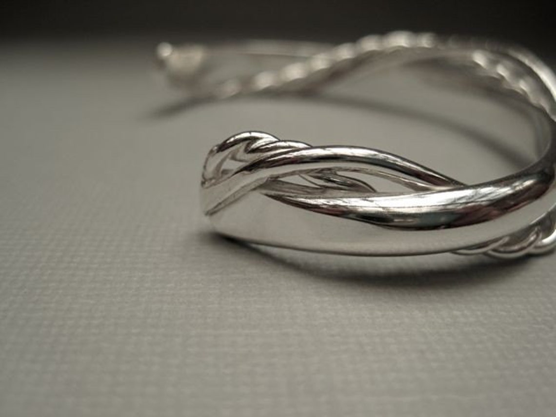 Sterling Silver Triple Strand Cuff Bracelet Etsy