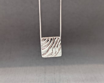 Sterling Silver Square Tag Stacked Pendent handmade