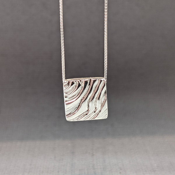 Sterling Silver Square Tag Stacked Pendent handmade