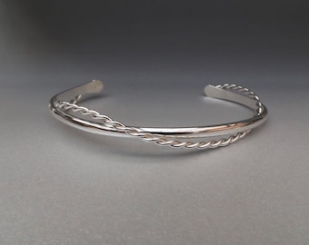 Sterling Silver Wrap Bracelet with Rope Twist handmade
