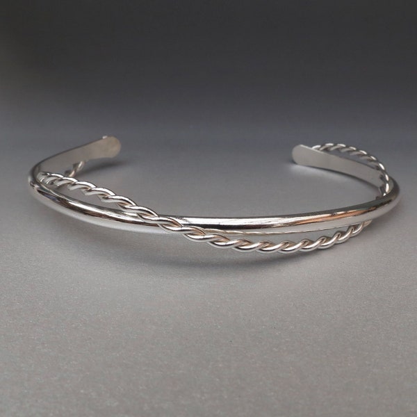 Sterling Silver Wrap Bracelet with Rope Twist handmade