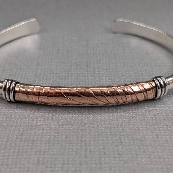 Sterling Silver and Rose Gold filled Thin Cuff Bracelet handmade