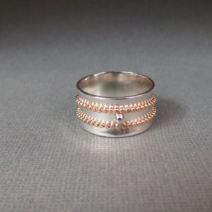 Sterling Silver Ring with Gold filled Beaded Spinners handmade image 3