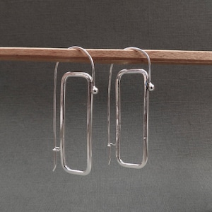 Sterling Silver Rectangle Chunky hoops handmade