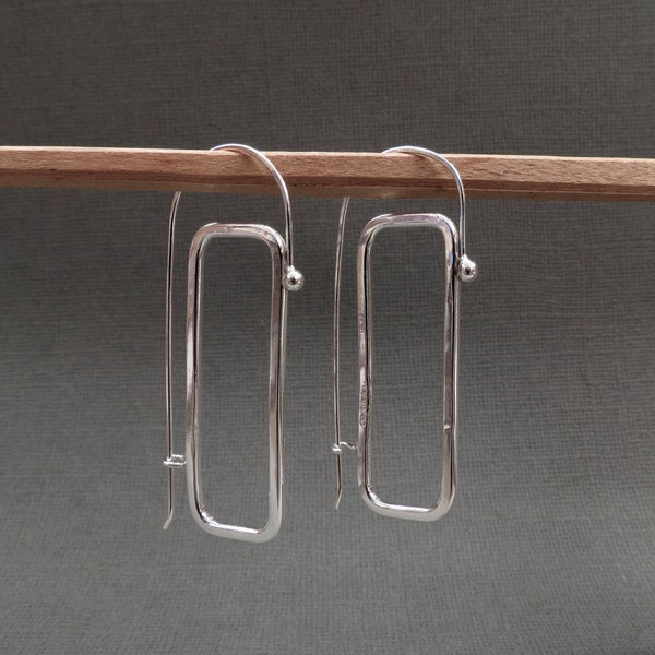 Sterling Silver Rectangle Chunky hoops handmade