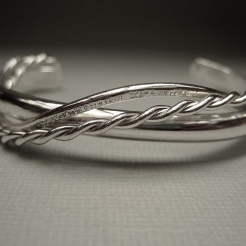 Sterling Silver Three Strand Thick Cuff Bracelet Etsy