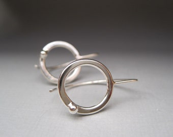 Sterling Silver Circle Dot Earrings Short handmade