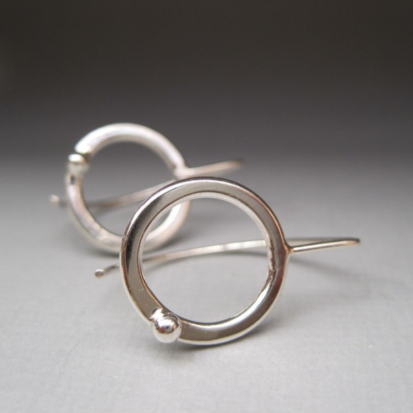 Sterling Silver Circle Dot Earrings Short handmade