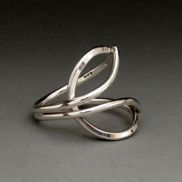 Sterling Silver Split Circle Contemporary Ring handmade